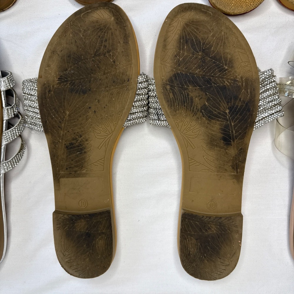 Lot 6 Women's Size 10 Sandals Slides Fashion Nova Old Navy Bling Shoes - Picture 8 of 11